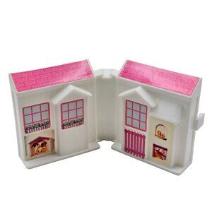 1998 Mattel Barbie Miniature White And Pink Folding Dollhouse For Kelly Playroom